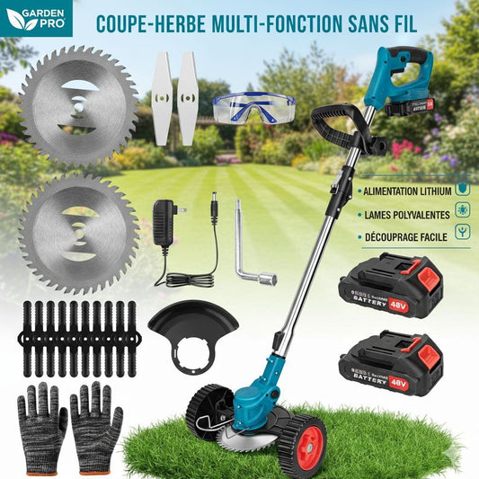 🌿 Coupe-herbe sans fil 48V avec roues – Polyvalent et Puissant - Luxormarket