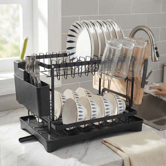 Égouttoir Noir 2 Niveaux قطار الماعون - Luxormarket